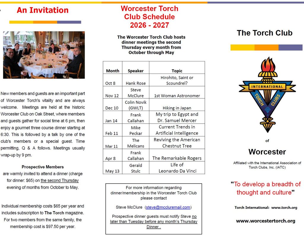 Torch Worcester schedule for 2026-2027